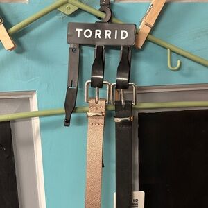 Torrid Black and Metallic Rose Gold Belts